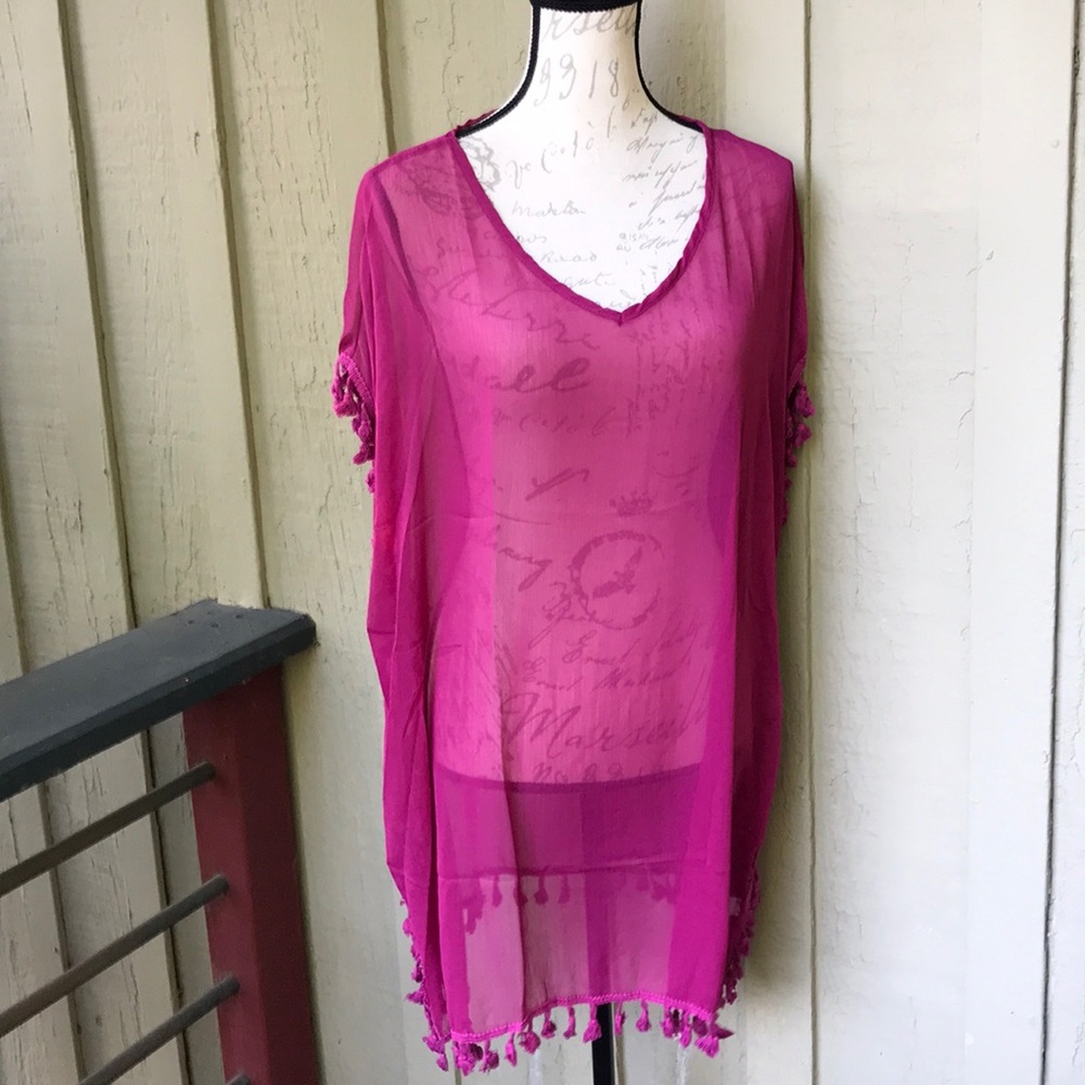 New! Wine Tassel Swimsuit Cover-Up - Picture 2 of 2
